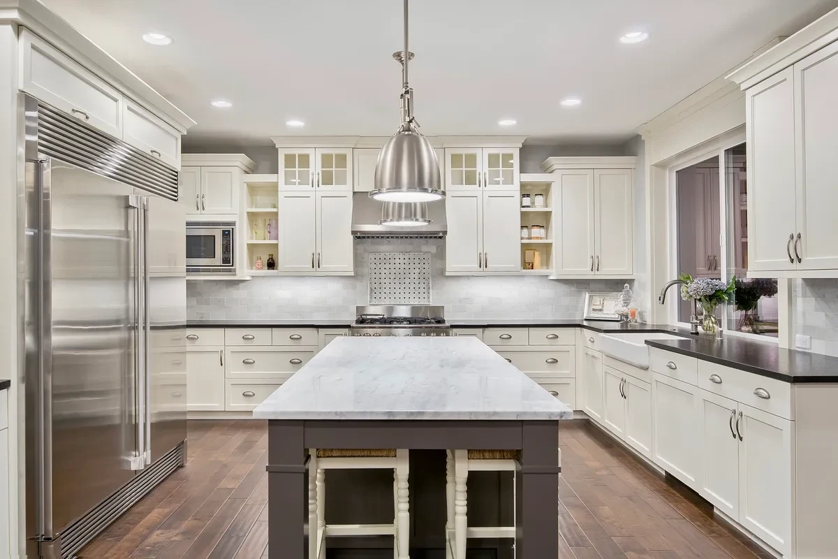 Spacious kitchen with stainless steel appliances