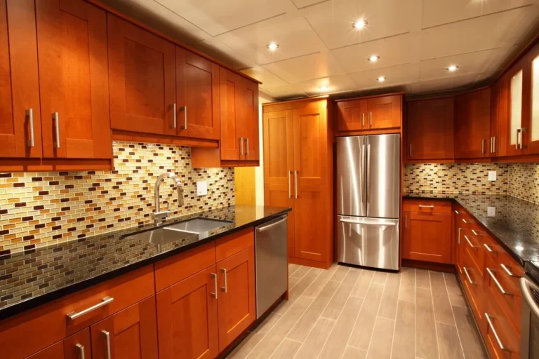 Modern kitchen with wooden cabinets