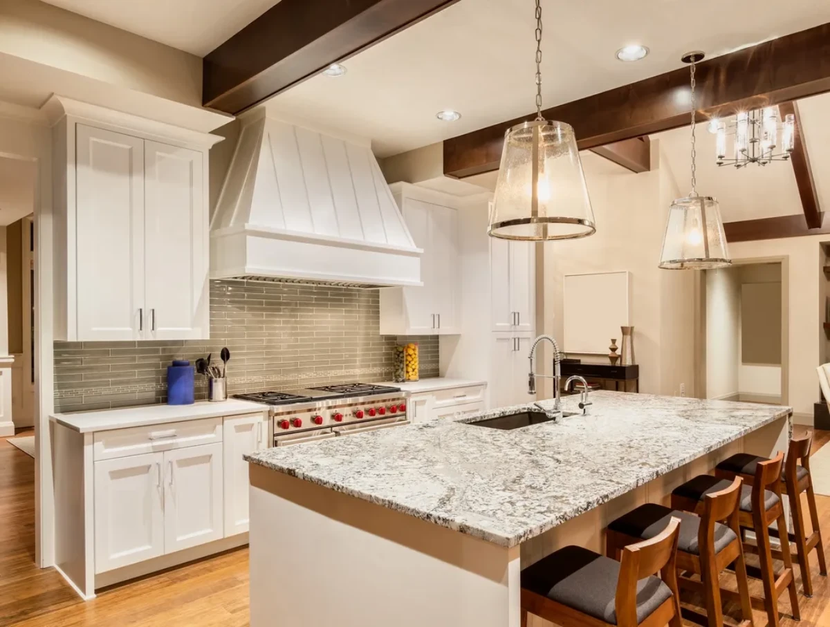 Luxury kitchen featuring pendant lights