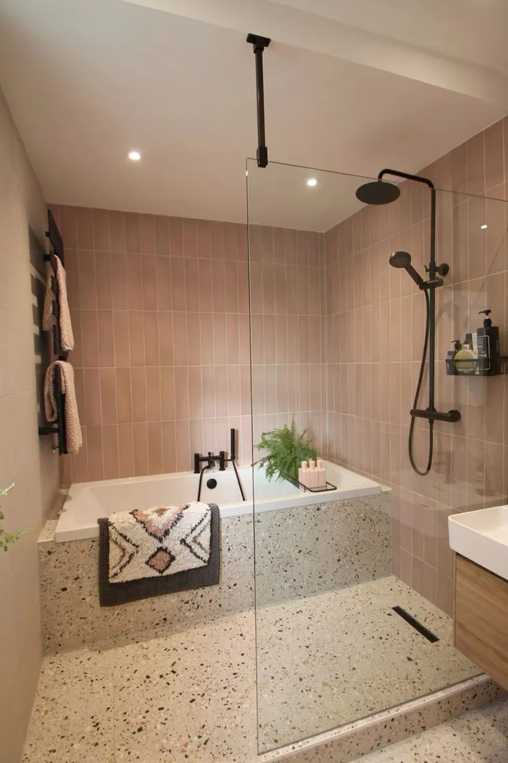 Modern bathroom with glass shower