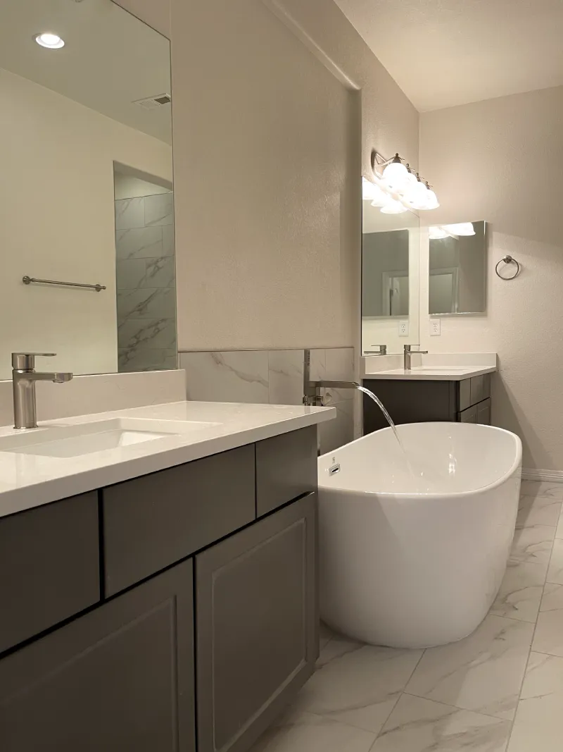 Contemporary bathroom design with dual sinks