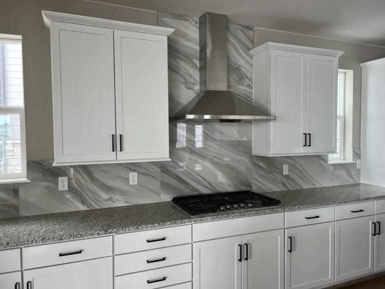 Stainless steel range hood in kitchen