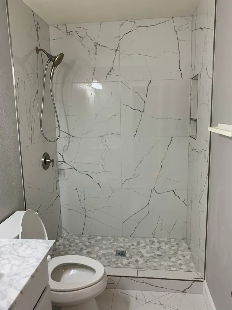 Modern bathroom with marble shower