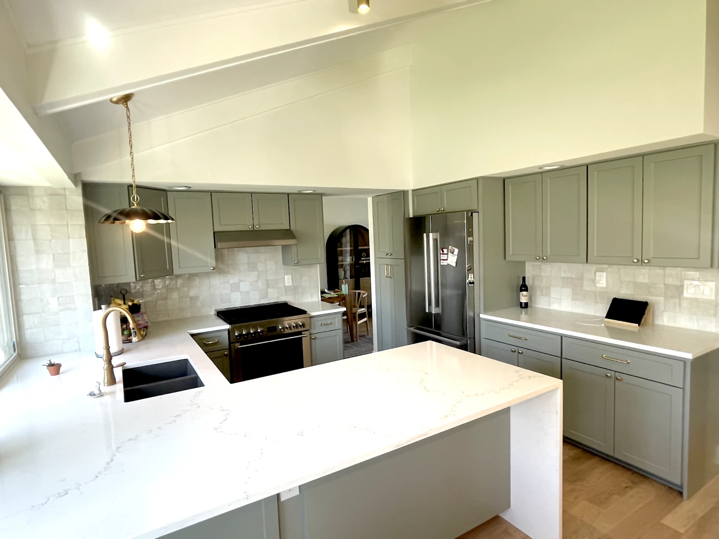 Modern kitchen with gray cabinets