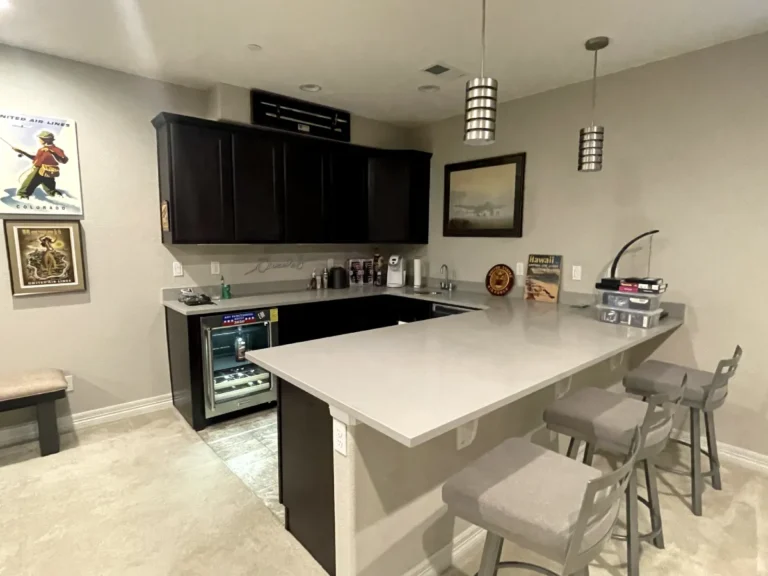 Contemporary kitchen with artwork