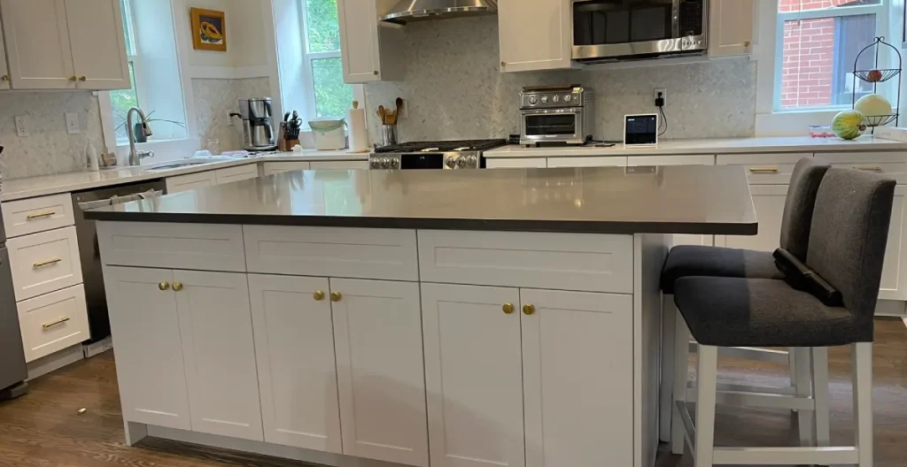 Spacious kitchen featuring large countertop