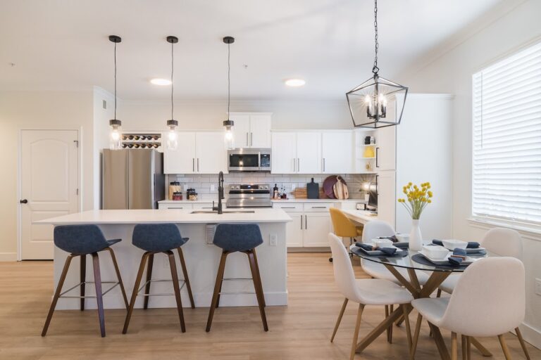 Contemporary kitchen and dining setup
