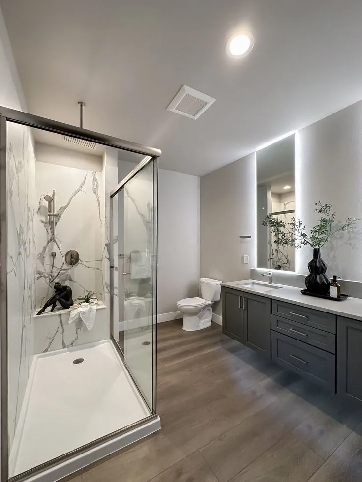 Elegant bathroom with marble accents