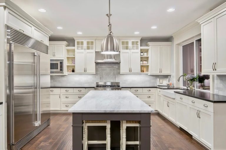 Elegant kitchen design with pendant lighting